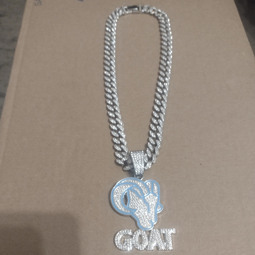 HandMade(GOAT)Carolina Blue 3x 18K White Gold Plated CZ 11.5in Necklace w/Poster